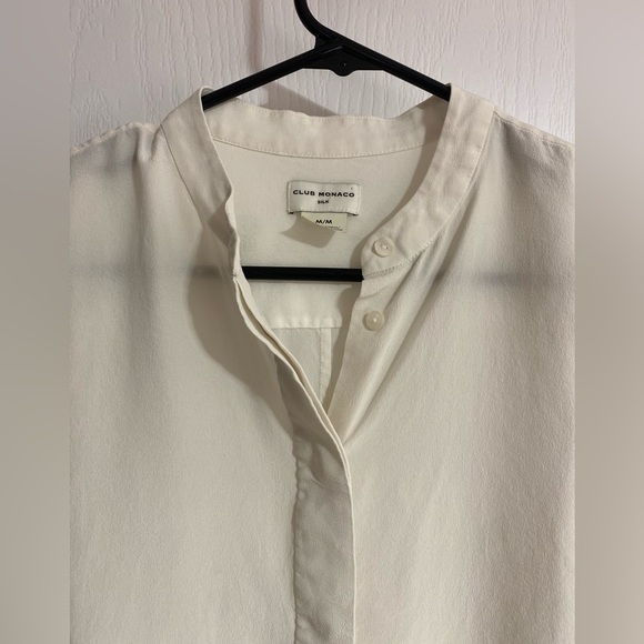 Club Monaco Silk Buttoned Sleeveless Lightweight Boxy White Blouse Size Medium - Picture 3 of 11